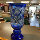 Vintage Cobalt Cut Crystal Vase