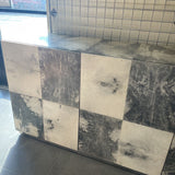 Contemporary Bernhardt Rohe Espinoza Media Console Credenza in Marbled Goatskin Parchment