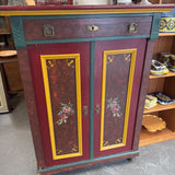 Vintage German Hand Painted Cabinet - 1 drawer/2 door