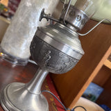 Pewter Base Hand Painted Hurricane Lamp