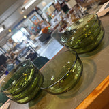 Set of 6 Green Glass Bowls