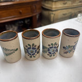 set of 4 Hand Painted Tonala Pottery Shot Glass