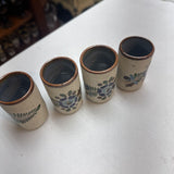 set of 4 Hand Painted Tonala Pottery Shot Glass