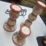 Set of 3 Ceramic Mosaic Pillar Candleholders