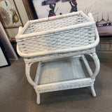 White Wicker Two-Tier Utility Stand