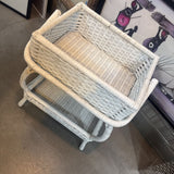 White Wicker Two-Tier Utility Stand