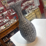 Silver Metal Floor Vase w Cut-Out Design