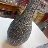 Silver Metal Floor Vase w Cut-Out Design