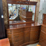 Vintage Dresser w/Mirror and 9 Drawers/1 Cabinet