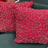 Red Abstract Stitched Throw Pillow