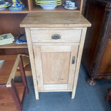 Natural Wood Cabinet w/1 Door and 1 Drawer