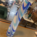 Tall Blue Swirl Art Glass Vase