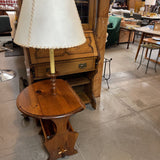 Wood Floor Lamp with Drop Leaf Table and Magazine Holder