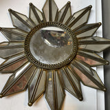 Decorative Brass Faceted Starburst Mirror
