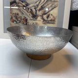 Hammered Metal Bowl w Wood Base