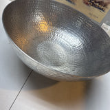 Hammered Metal Bowl w Wood Base