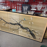 Asian Four-Panel Painted Screen- Cherry Blossom w Bird