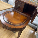 2 Door Side Table w Leather Insert