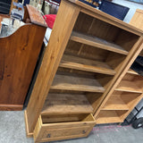 Solid Wood 4 Shelf Bookcase w 1 Drawer