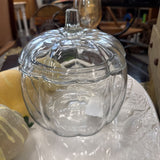 Clear Glass Pumpkin Cookie Jar/Lidded Container