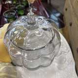 Clear Glass Pumpkin Cookie Jar/Lidded Container