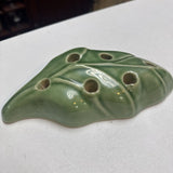 Vtg Ceramic Leaf-Shaped Candle Holder