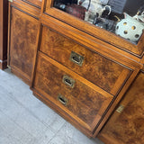 Burlwood Lighted Hutch - 3 Drawer
