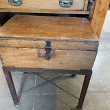 Vintage Wood Lock Box On Stand
