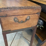 Vintage Wood Lock Box On Stand