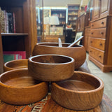 Teak Salad Bowl + 4 Indiv. Bowls & Salad Servers Set