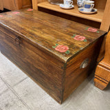 Wood Storage Box/Trunk/Bench w/Handpainted Flowers
