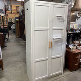 White Metal 2 Door Cabinet w/Wood Tone Handles