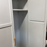White Metal 2 Door Cabinet w/Wood Tone Handles