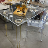 Lucite Desk/Table w Brass Hairpin Legs