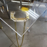 Lucite Desk/Table w Brass Hairpin Legs