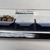 Everyday White Wood Tray w/3 Serving Bowls Set