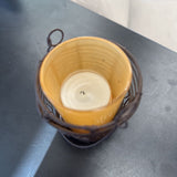 Glass Candleholder in Wire Basket Frame