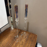 Vtg Catskill Mountain Crystal Paraffin Lamp Oil Drip Candles - Set of 2