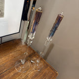 Vtg Catskill Mountain Crystal Paraffin Lamp Oil Drip Candles - Set of 2