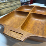 MCM Monkey Pod Wood/Teak 4 Slot Serving Tray