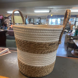 Woven Basket w Handles - White/Natural