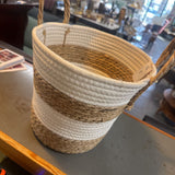 Woven Basket w Handles - White/Natural