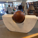 Marble Taper Candle Holder w Wood Ball
