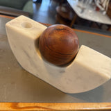 Marble Taper Candle Holder w Wood Ball