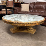 Round Coffee Table w Reverse Painted Glass Top