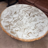 Round Coffee Table w Reverse Painted Glass Top