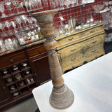 Large Wood Pedestal Candle Holder