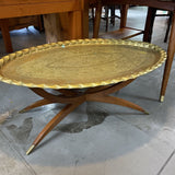 Vintage Moroccan Brass Coffee Table w/Folding Legs