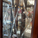 Wood and Beveled Glass China Hutch w/Lights and Mirrored Back-2 Drawers/4 Doors