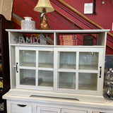 Walker Farmhouse White Wood Sideboard with Sliding Doors